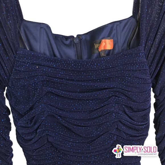 Laundry by Shelli Segal Women's Gown‎ Dress Jersey Sequin Maxi Evening 2 - Picture 10 of 16